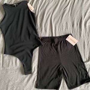 MISSGUIDED bodysuit tank & bike shorts